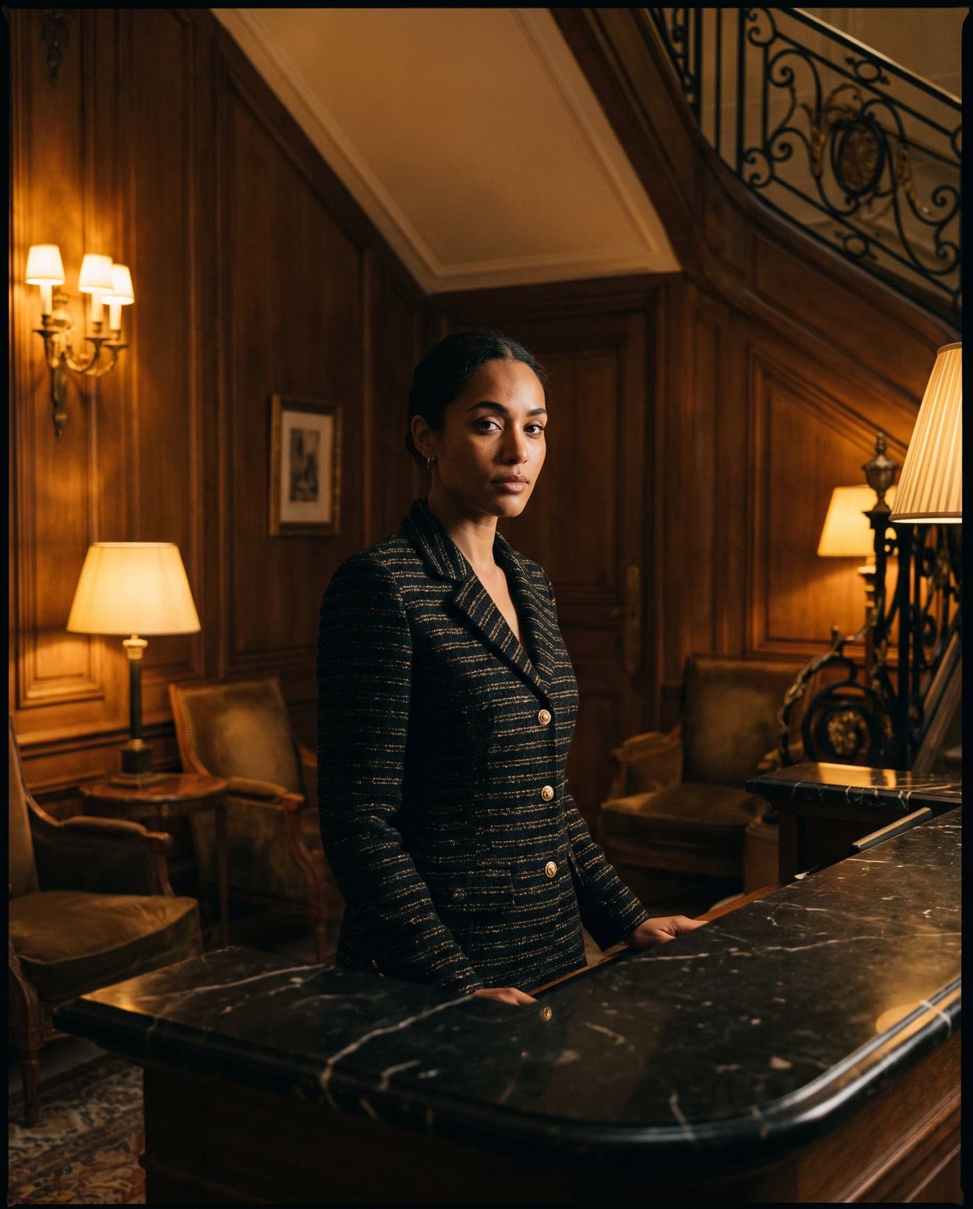 Concierge attire: woman at a hotel reception