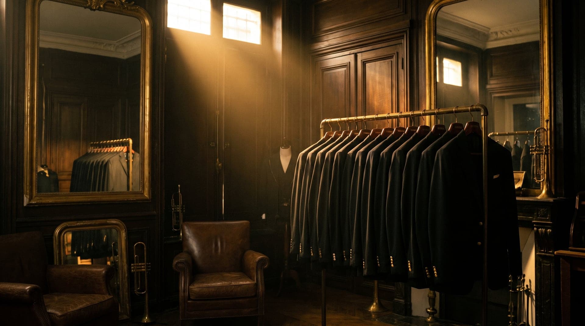 Atelier wardrobe: bespoke jackets on the rail